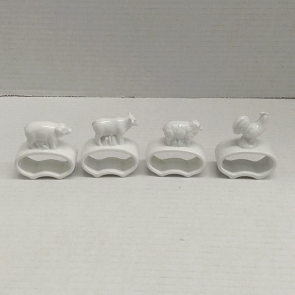 Animal Napkin Holders Rings Pig Cow Sheep Chicken Rooster 4 - Picture 1 of 7